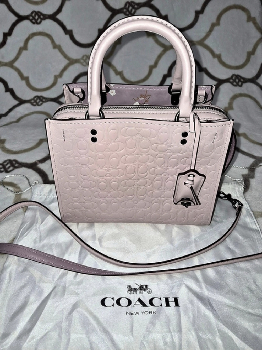 Coach Rogue 17 in Debossed Signature Leather Debossed Signature Leather Pink